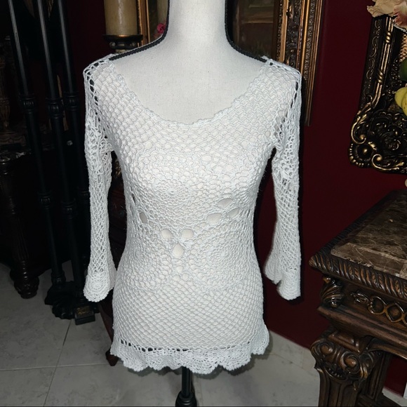 🌸💐💐 White Coverup for summer , long sleeve. Size( L) - Picture 2 of 6